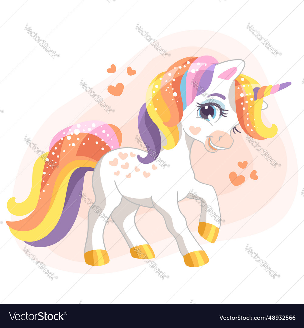 Cute cartoon character lady white unicorn Vector Image