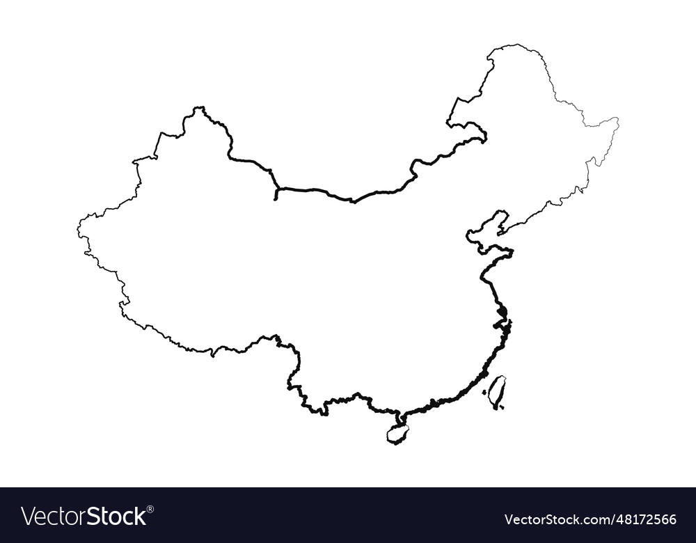 Hand drawn lined china simple map drawing Vector Image