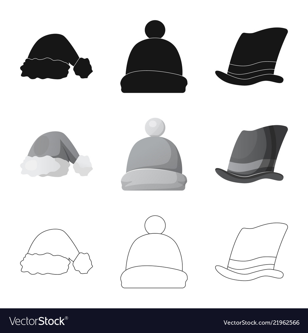 Isolated object of headgear and cap symbol set