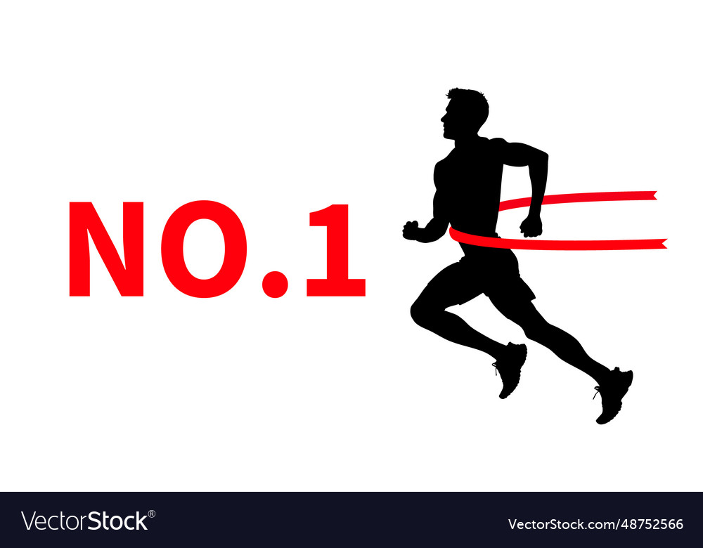 Runner running a marathon runner wins Royalty Free Vector