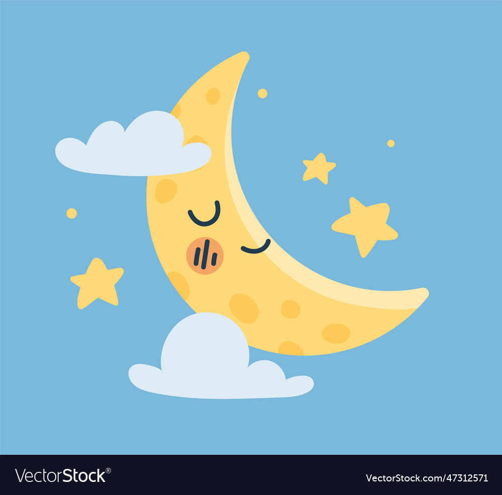 Cute crescent with stars concept Royalty Free Vector Image