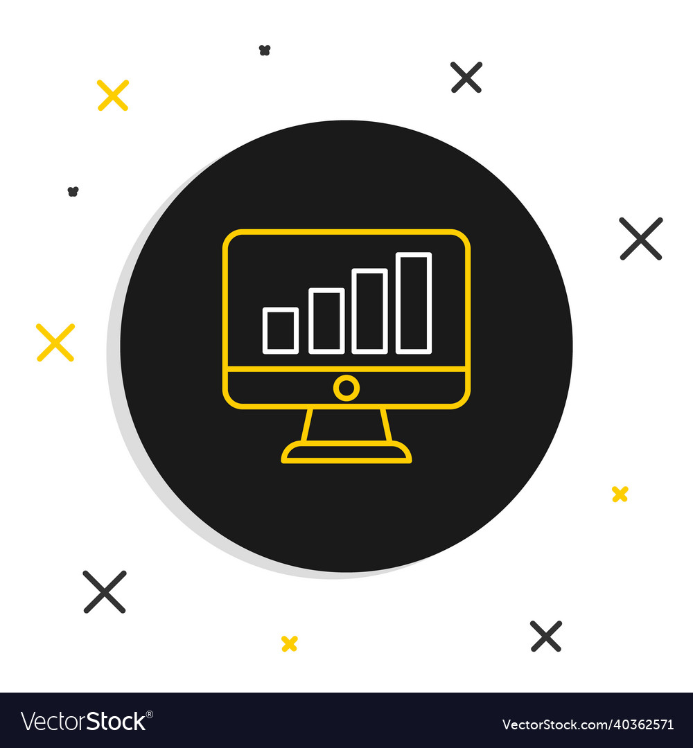 Line computer monitor with graph chart icon Vector Image