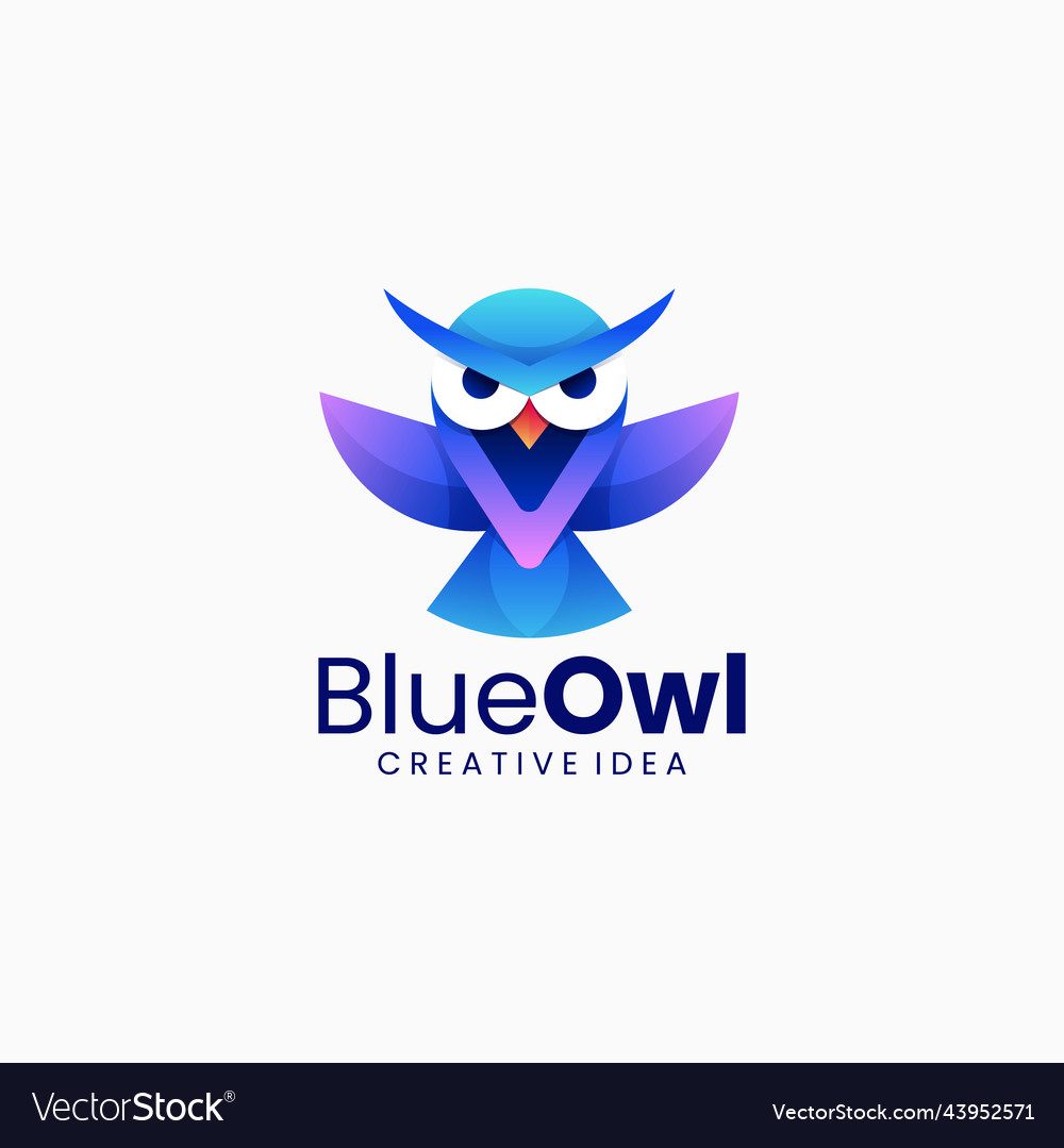 Logo blaue Eule Gradient bunten Stil