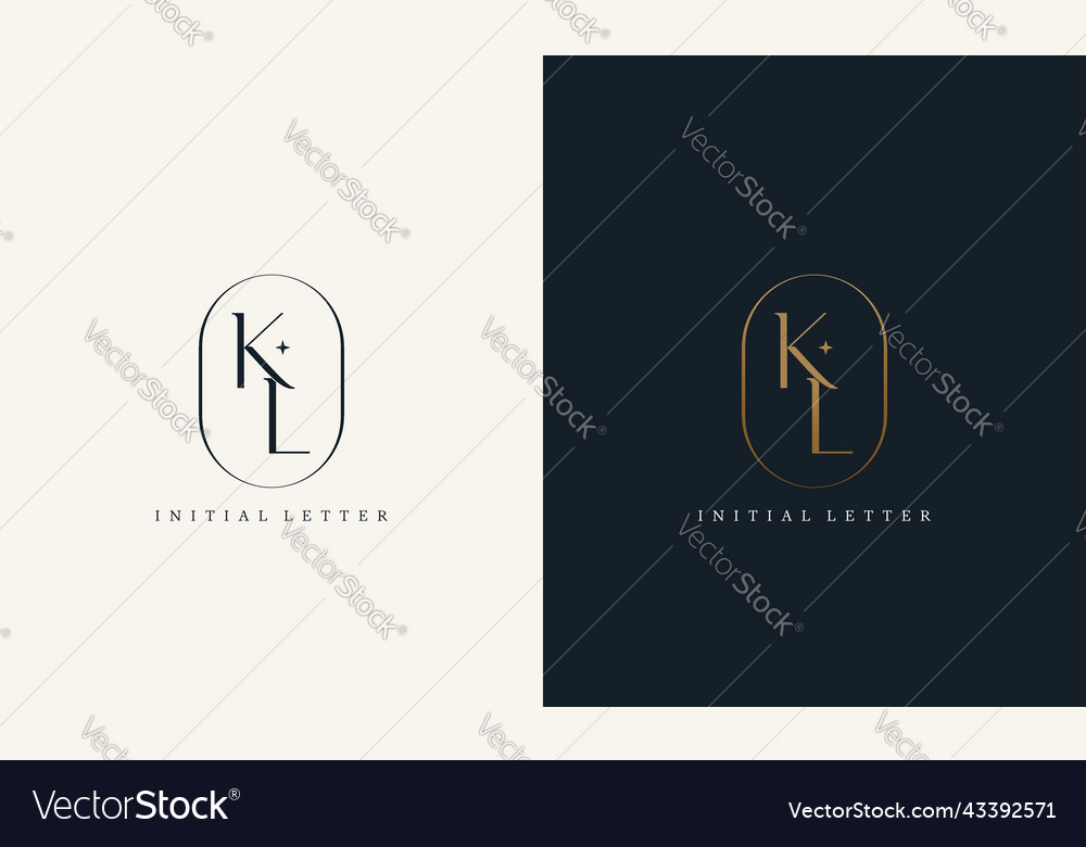 Premium kl Logo Monogramm mit goldenem Kreisrahmen