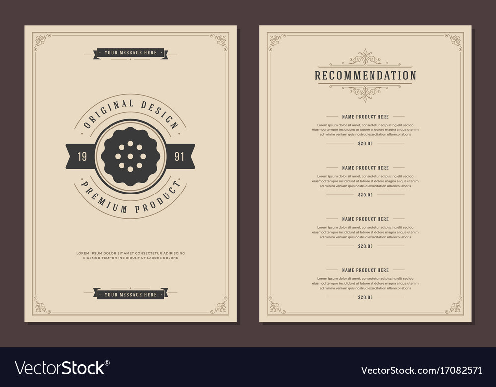restaurant logo and menu design brochure vector image menu brochure