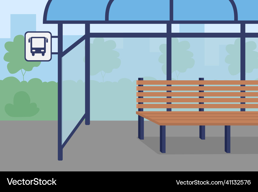Bus stop flat color Royalty Free Vector Image - VectorStock