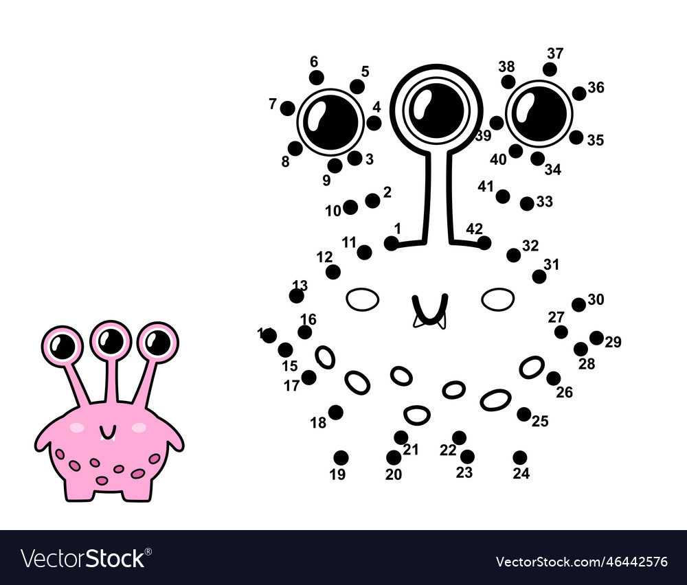 Connect The Dots And Draw A Cute Alien Character Vector Image 0123