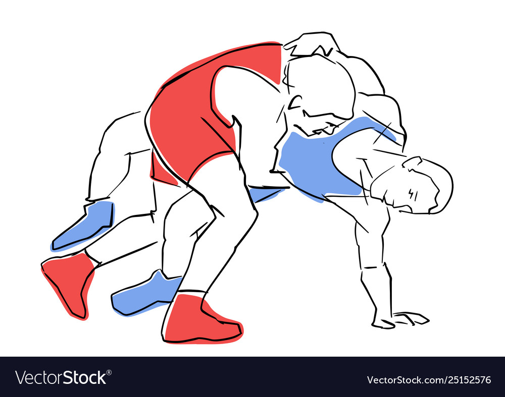 Greco-roman Wrestling Isolated Colors Royalty Free Vector