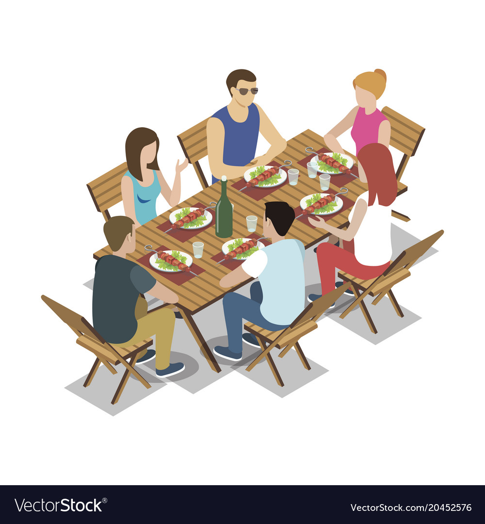 Group of friends on picnic Royalty Free Vector Image
