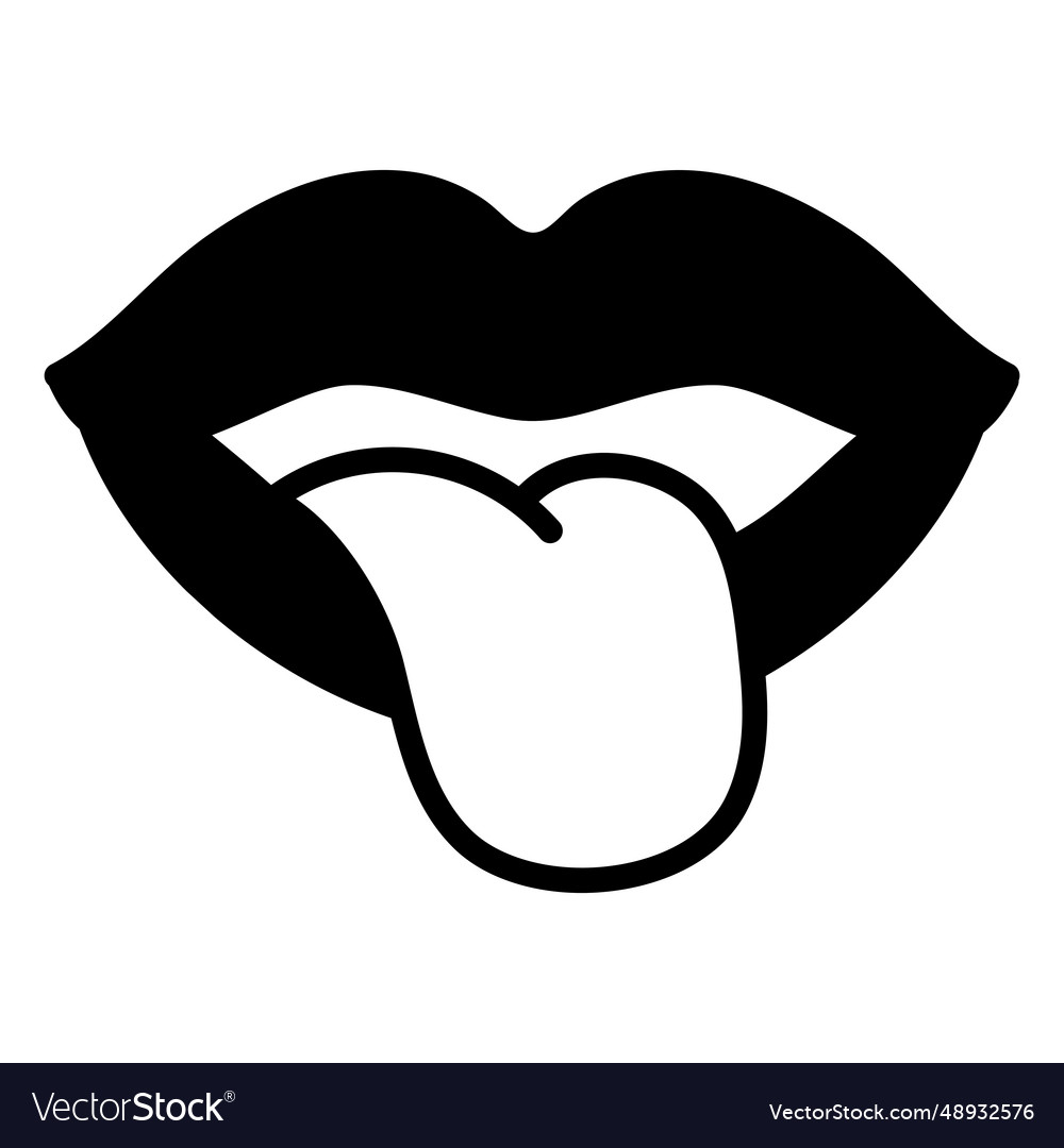 Mouth tongue out filled stroke Royalty Free Vector Image