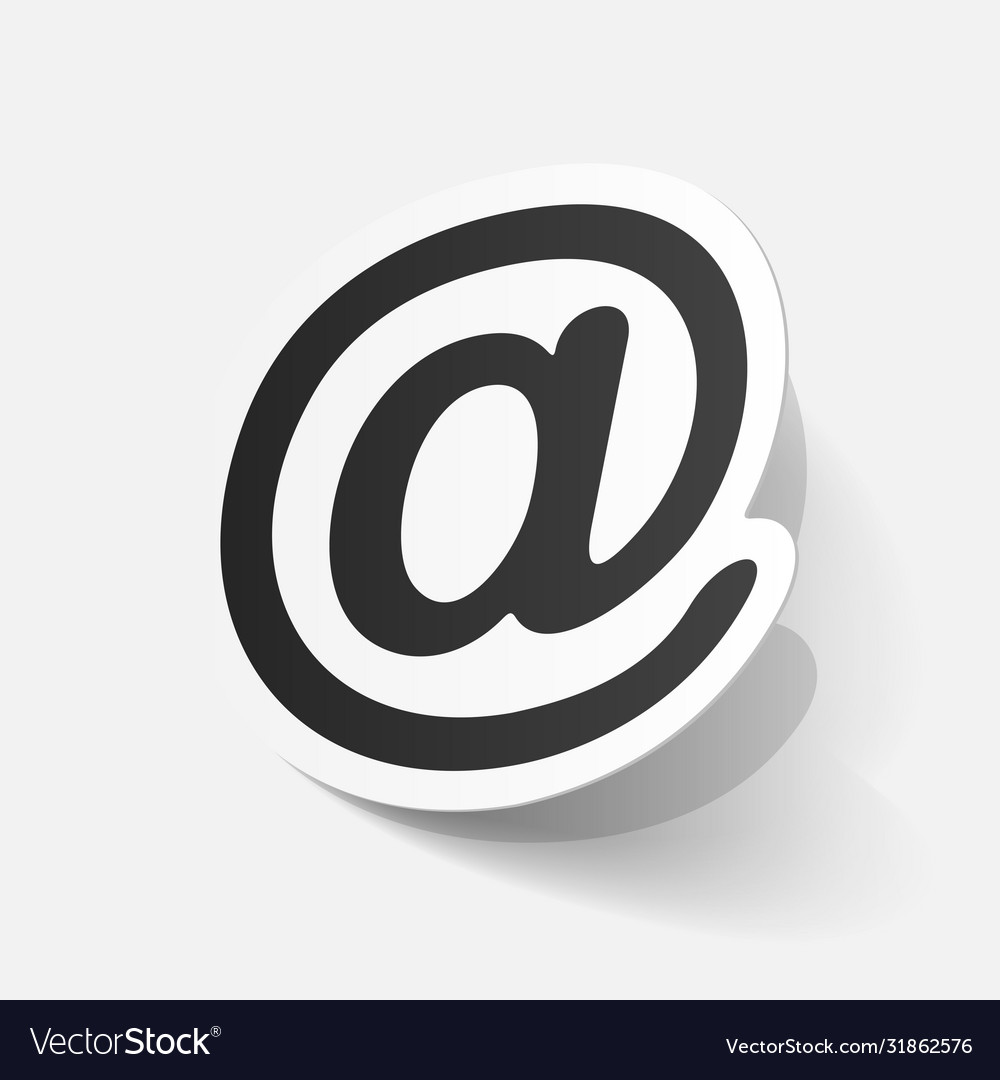 Realistic paper sticker e mail sign Royalty Free Vector