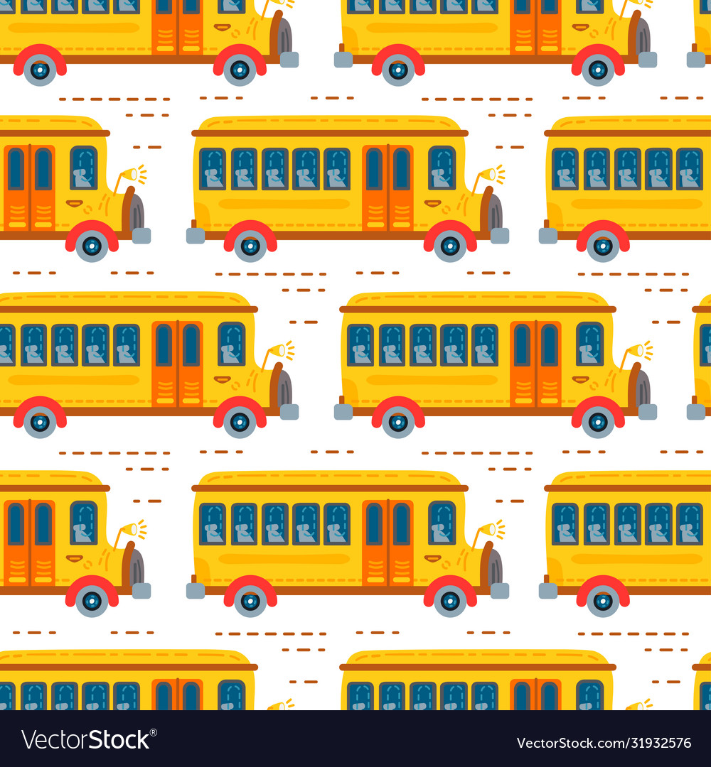 Seamless school bus background for baby boy