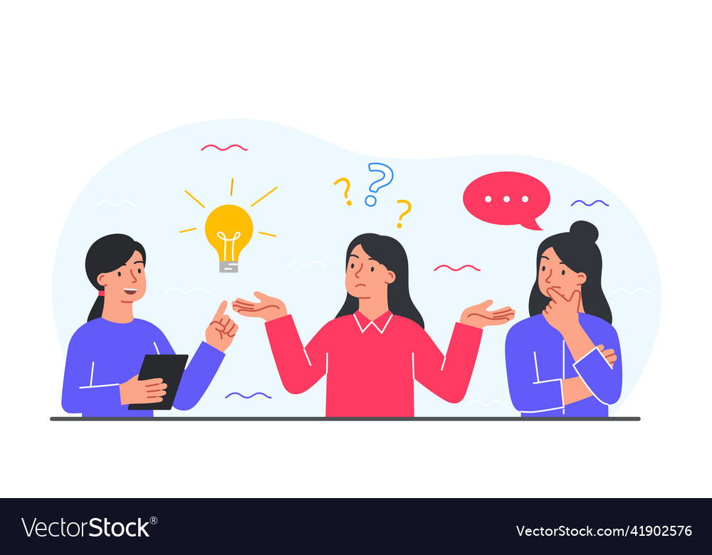 Woman think concept Royalty Free Vector Image - VectorStock