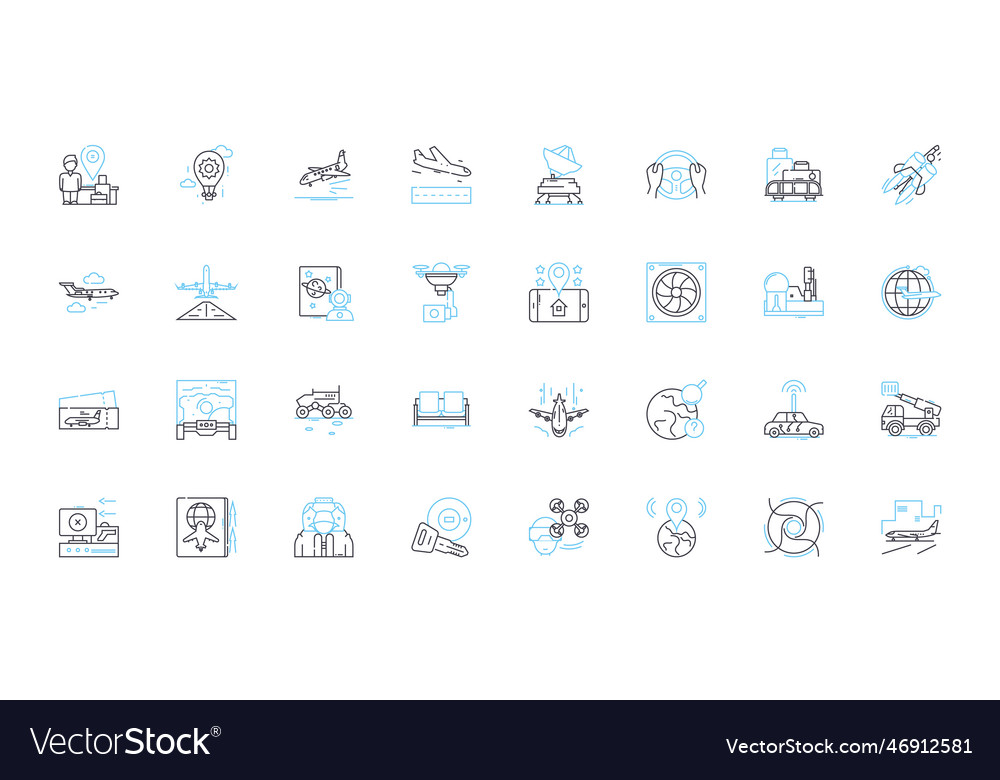 Aviation linear icons set aerospace airborne Vector Image