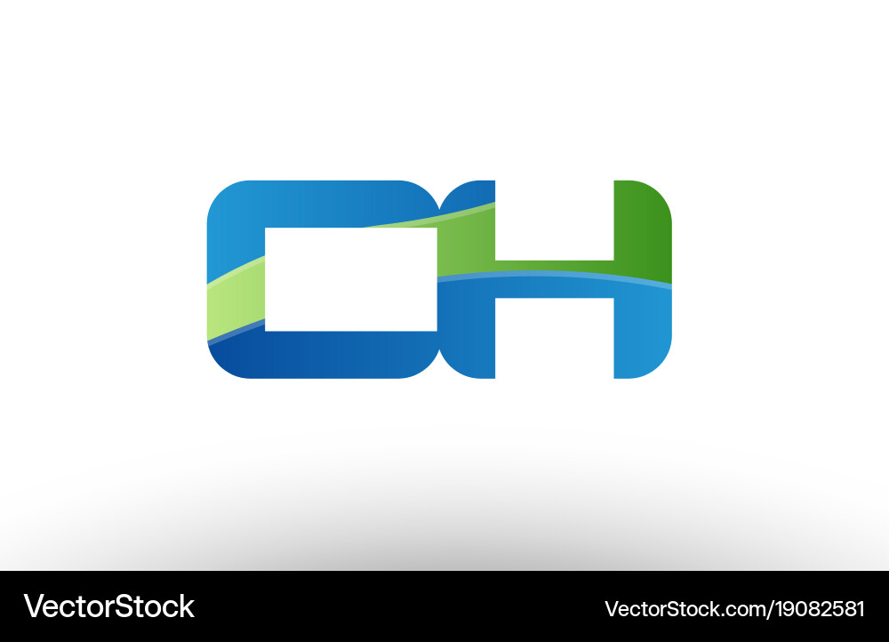 Blue green ch c h alphabet letter logo Royalty Free Vector