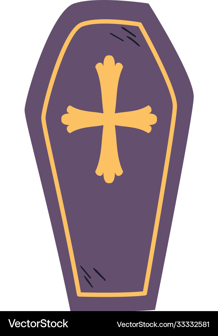 Coffin with cross free form style icon Royalty Free Vector