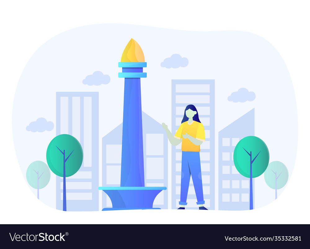 National monument indonesia flat design