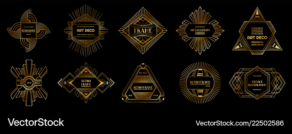 Art Deco Borders And Frames Wedding Card Banner Vector Image