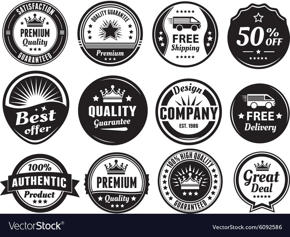 Twelve scalable vintage badges Royalty Free Vector Image