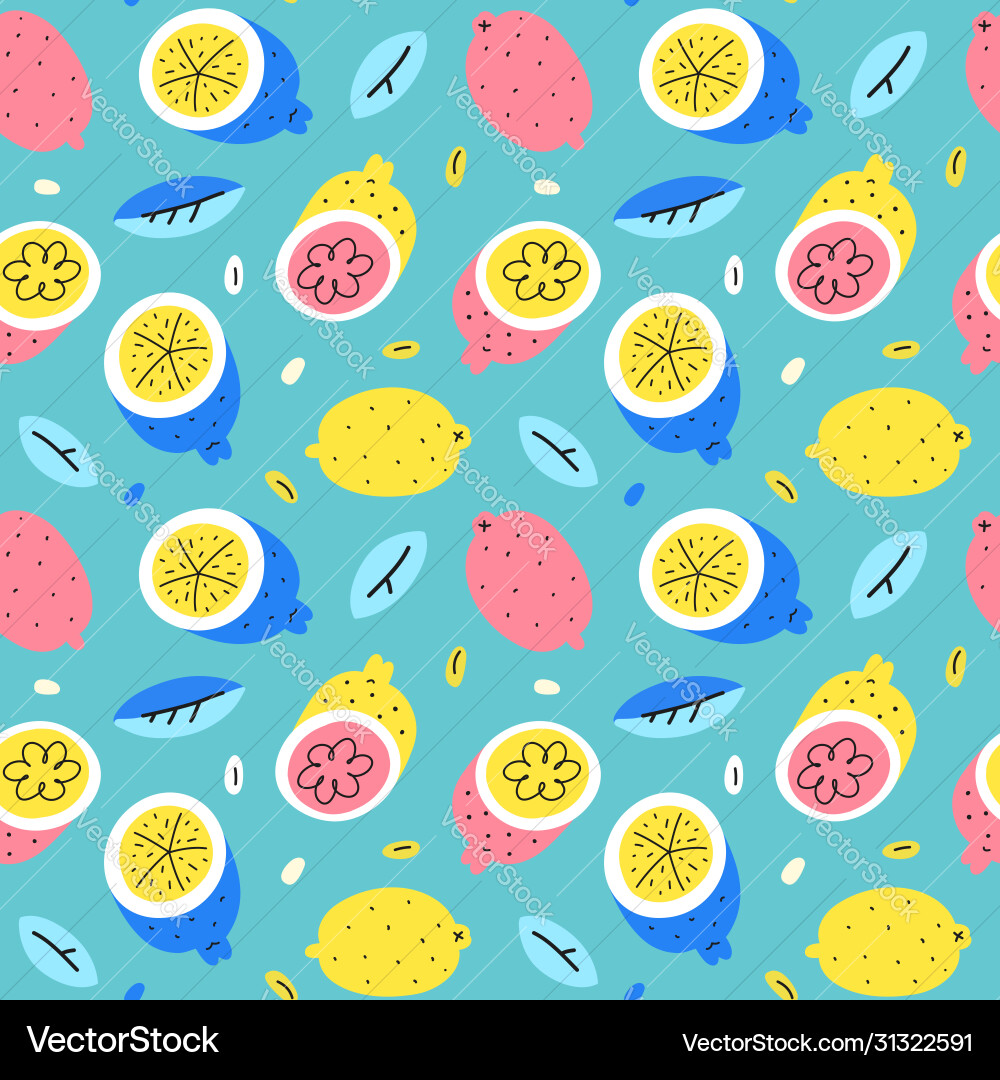 Doodle lemon pattern seamless repeating ornament Vector Image