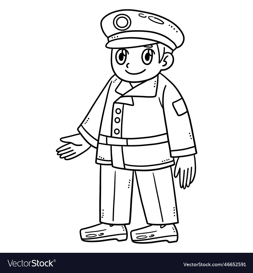 Male soldier isolated coloring page for kids Vector Image