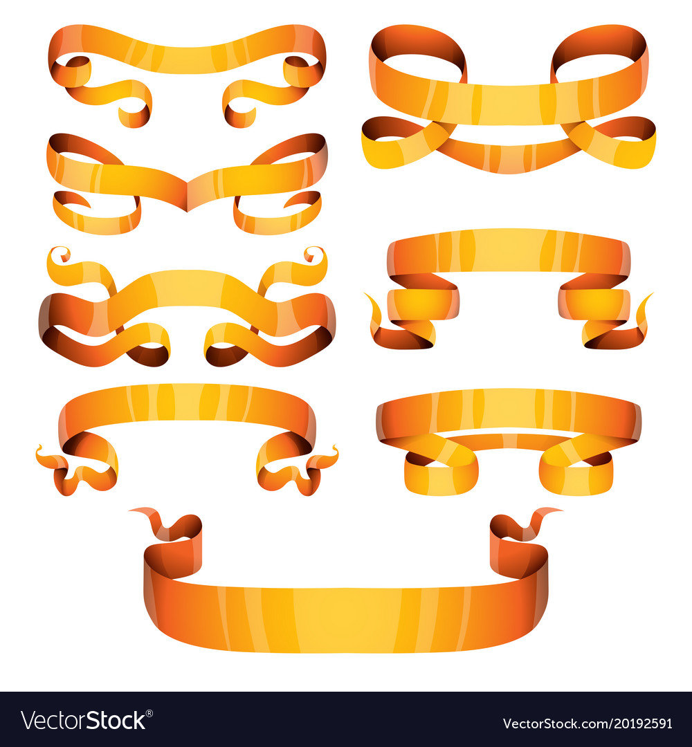 Ribbons Realistic Gold Tape Flag Banner Royalty Free Vector