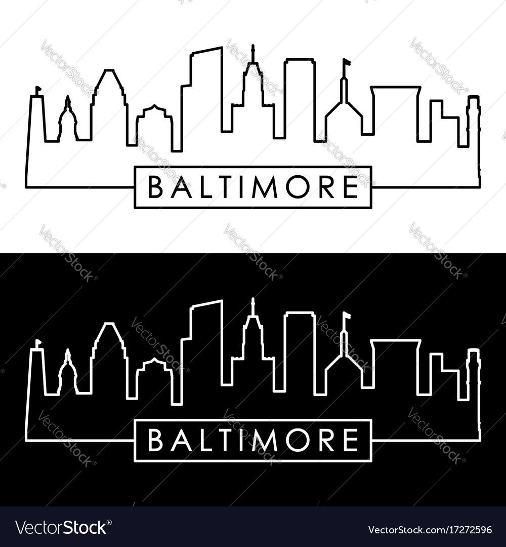 Baltimore skyline linear style editable file