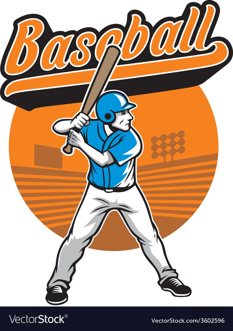 Baseball player stand and ready to hit Royalty Free Vector