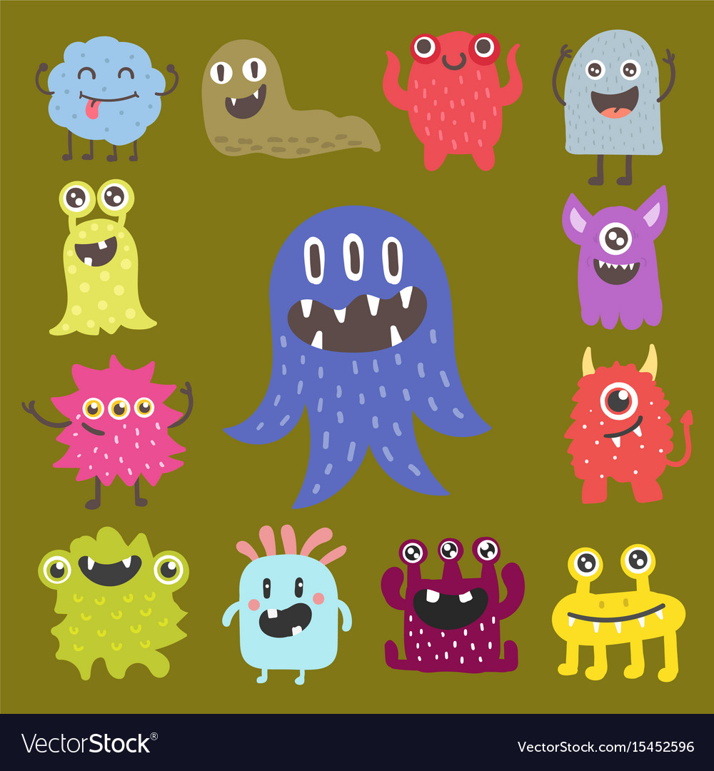 Funny Cartoon Monster Cute Alien Character Vector Image