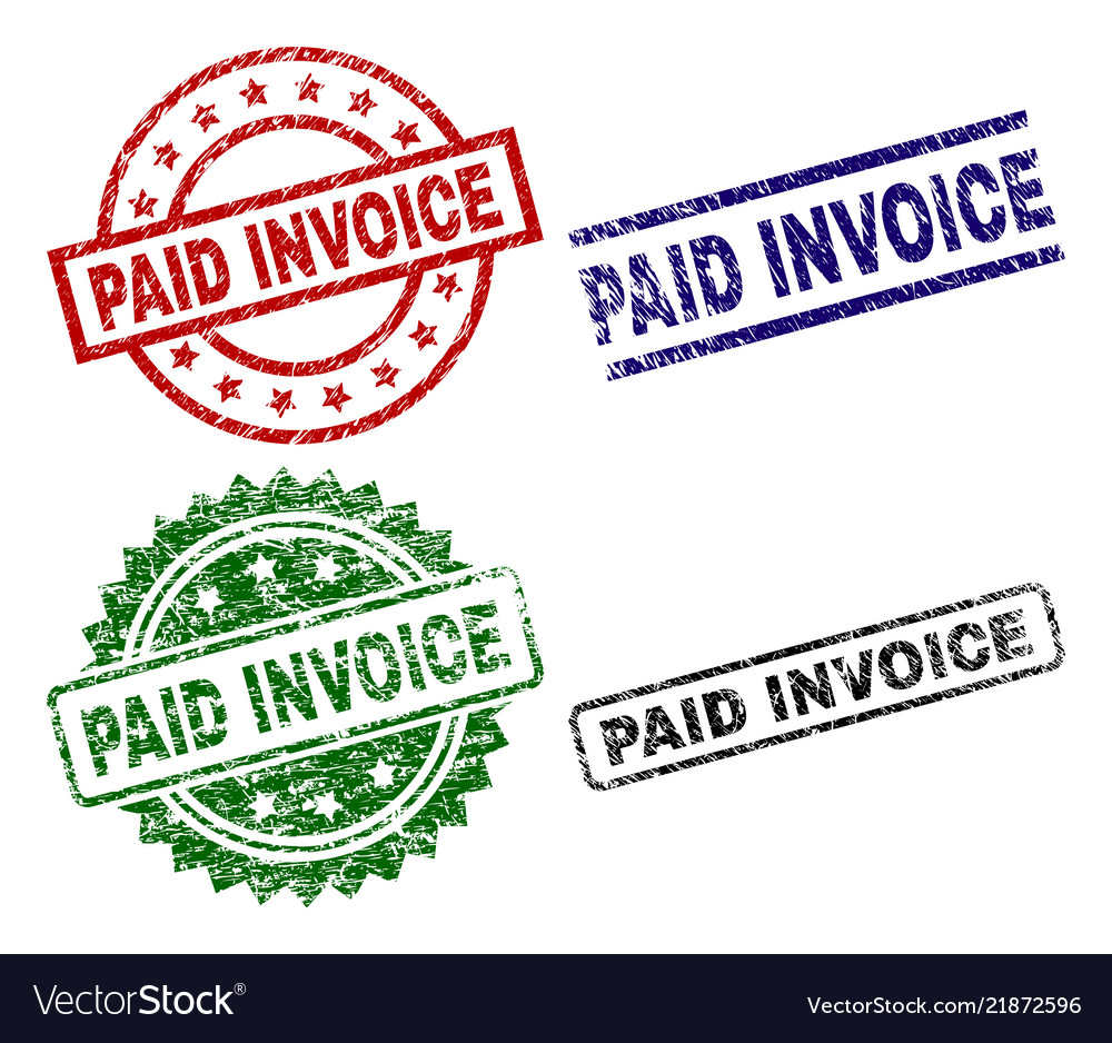 Grunge textured paid invoice stamp seals Vector Image