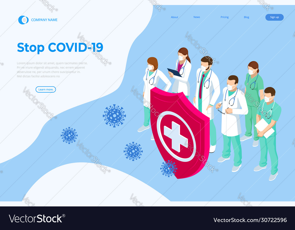 Isometric concept thank you doctors and nurses Vector Image