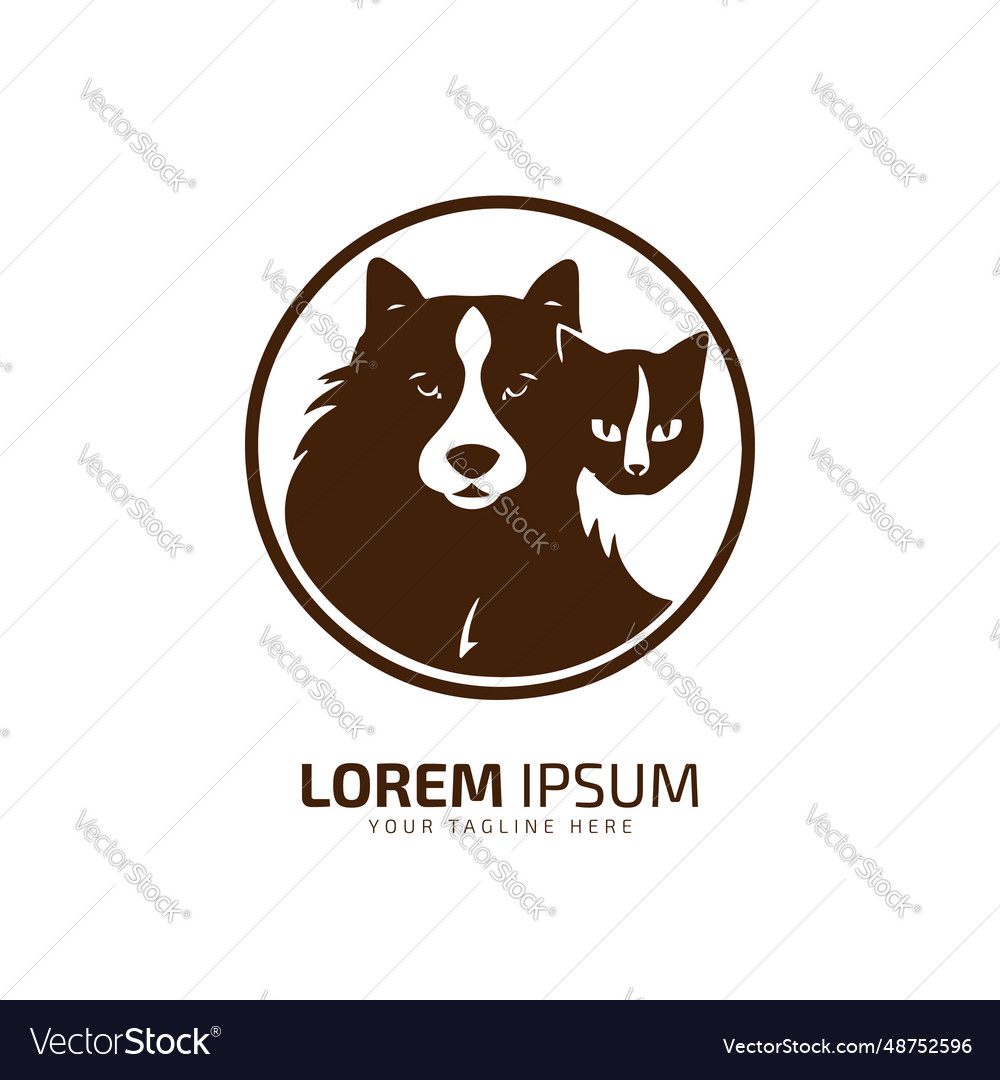 Logo of dog icon with kid of cat silhouette Vector Image