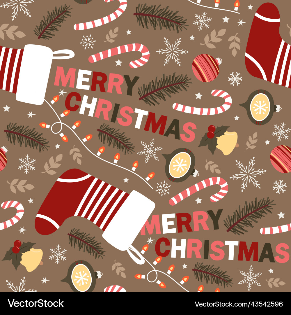 Seamless pattern with christmas elements Vector Image