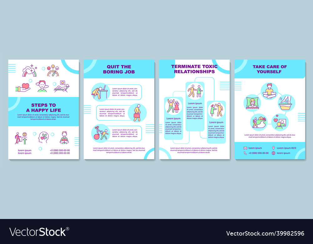 Steps to happy life brochure template Royalty Free Vector