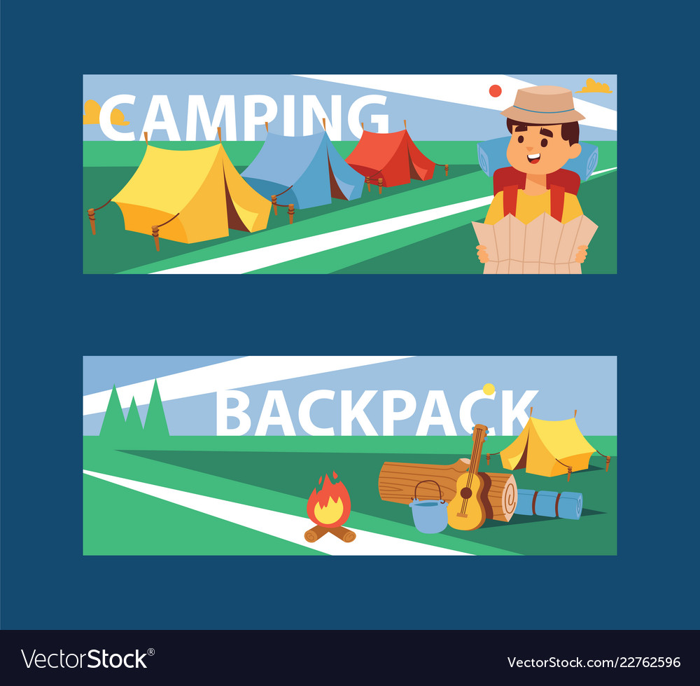 summer camp banner camping royalty free vector image
