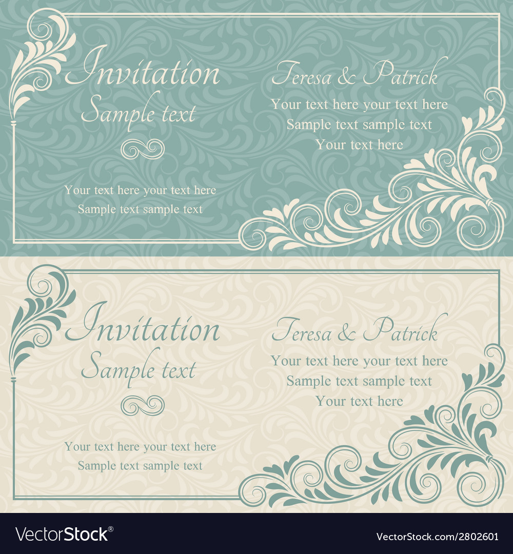 Baroque wedding invitation blue and beige Vector Image