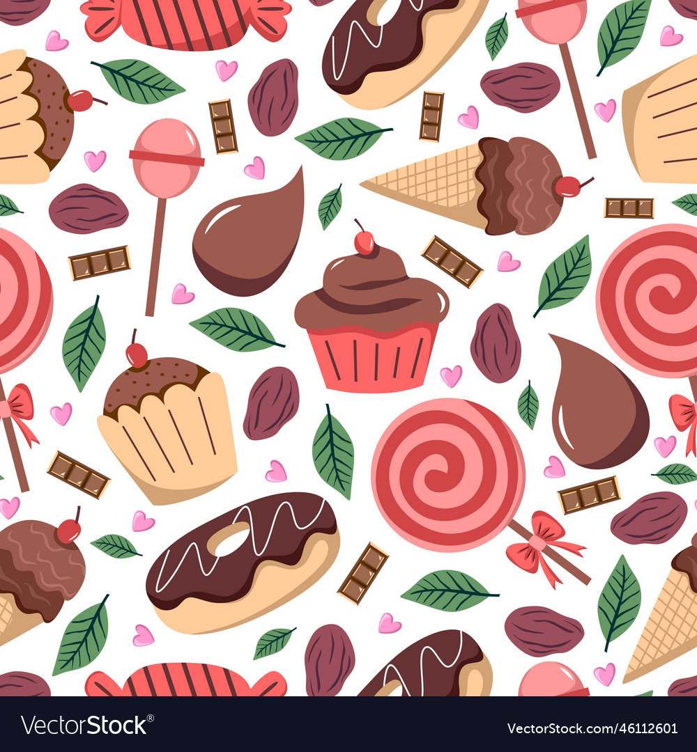 Chocolate and candy seamless pattern isolated Vector Image