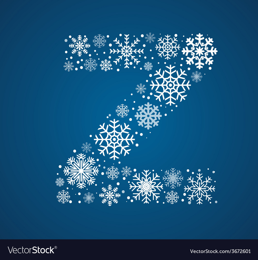 Letter Z Font Frosty Snowflakes Royalty Free Vector Image