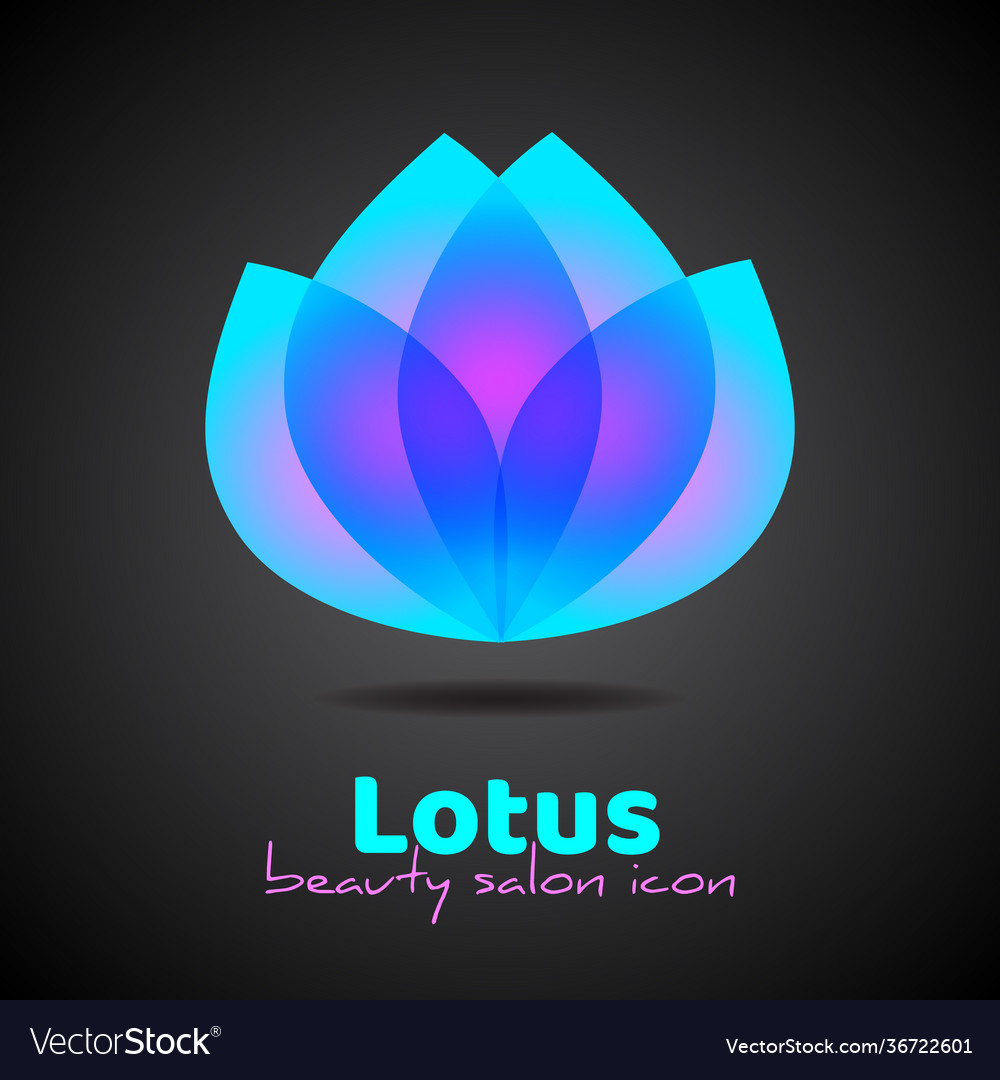 Lotus or tulip logotype in neon colors Royalty Free Vector