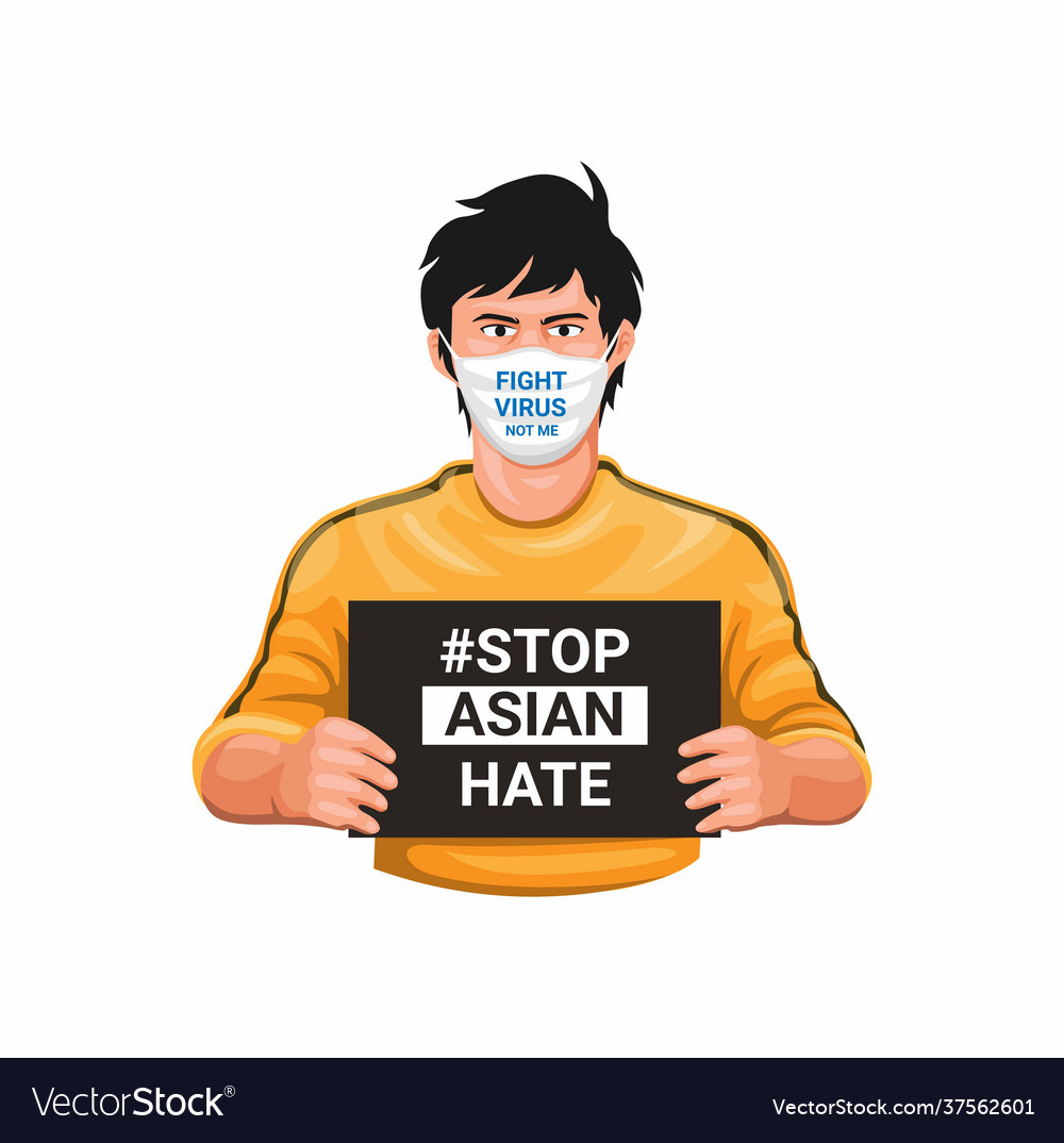 Stop asian hate and fight virus symbol