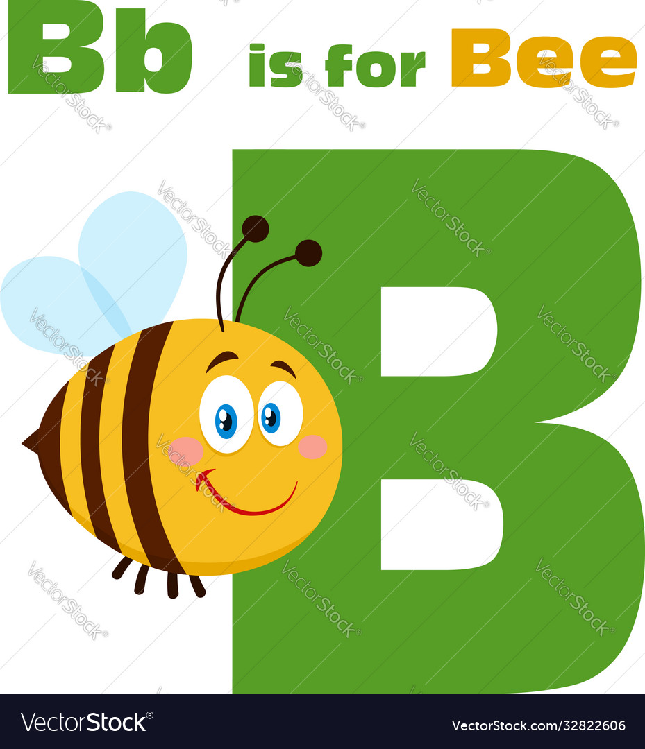 Bee Flying Over Letter B Royalty Free Vector Image