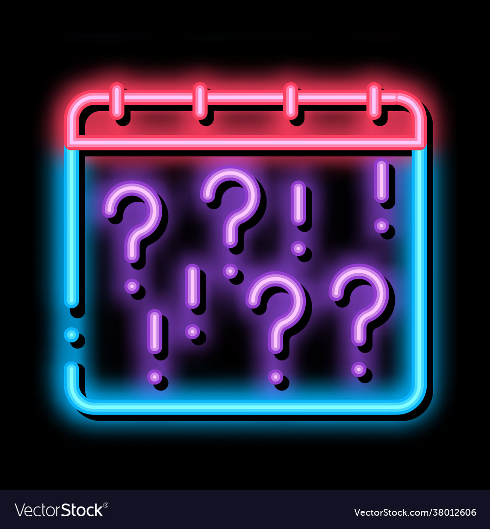 Calendar with question neon glow icon