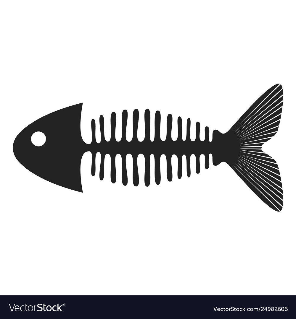 Download Fish skeleton symbol in black icon fishbone Vector Image