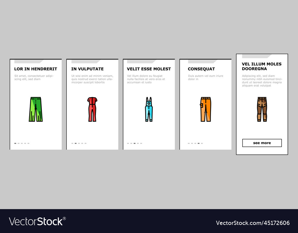 Pants Fashion Clothes Apparel Onboarding Icons Set