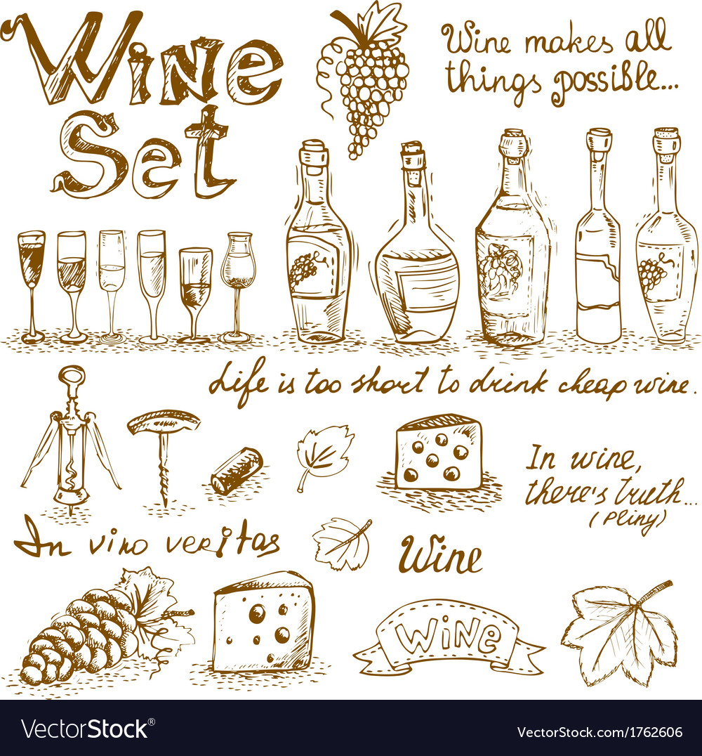 Set of wine elements Royalty Free Vector Image