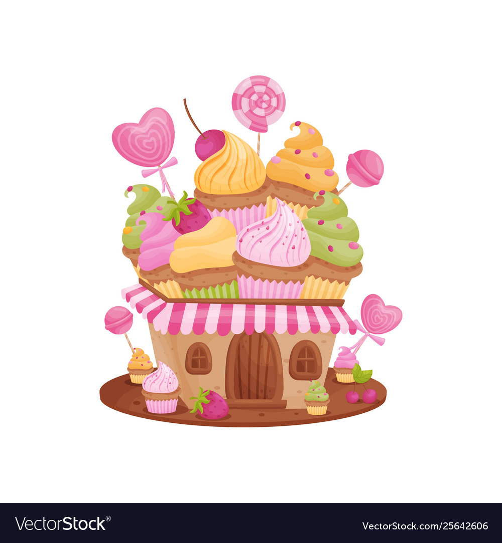 Sweet house with a striped visor Royalty Free Vector Image