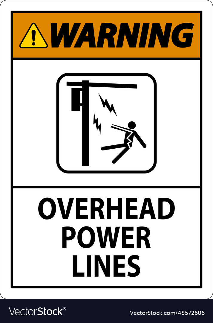 Warning sign overhead power lines Royalty Free Vector Image
