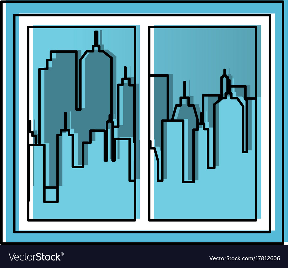 Window with city background