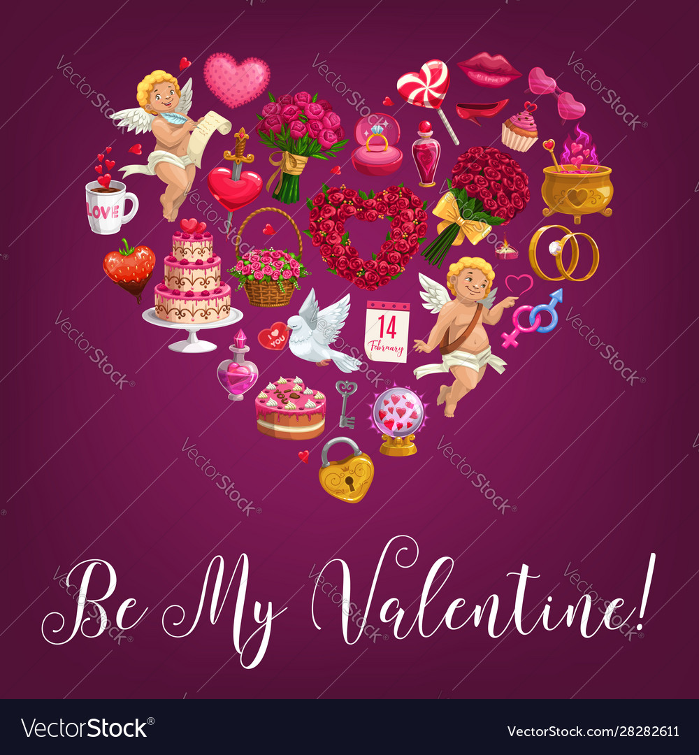 Be my valentine love message quote in flower heart