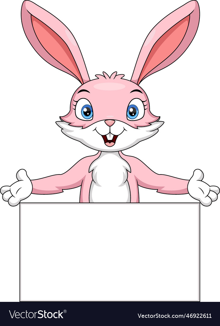 Cute rabbit cartoon with blank sign Royalty Free Vector